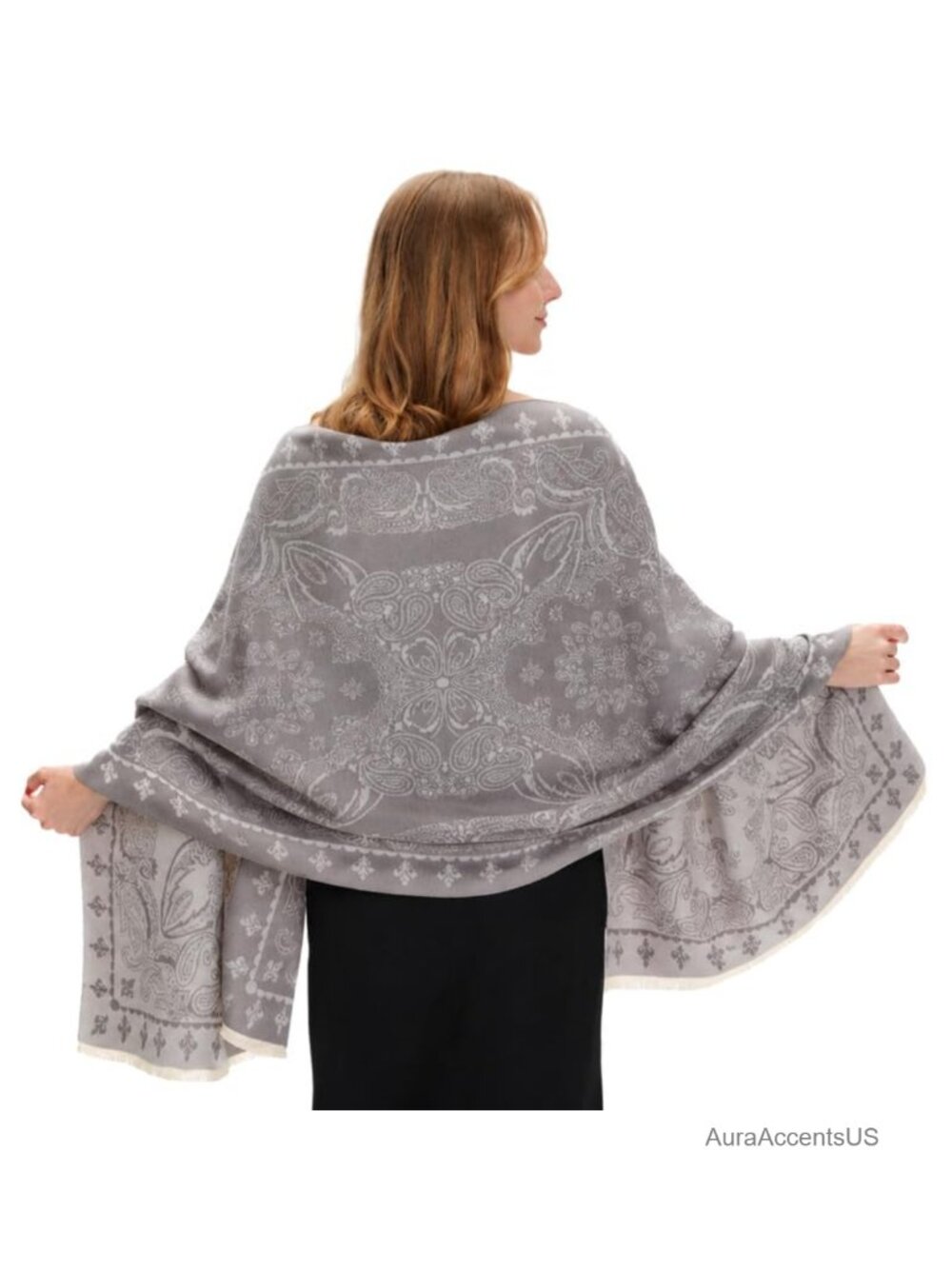 Women's Reversible Paisley Pashmina Shawl Wrap Jacquard Stole